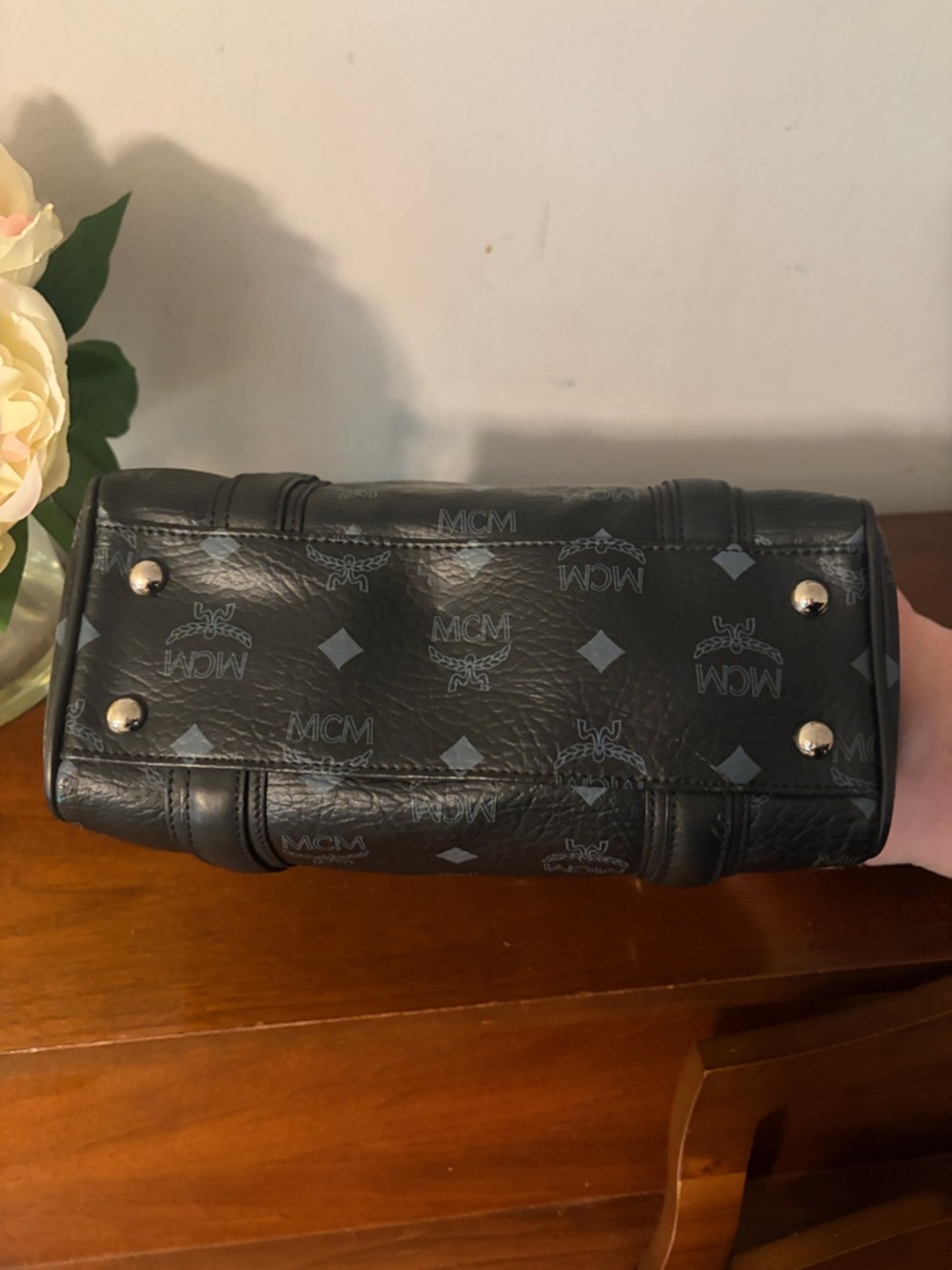 MCM Black Visetos Mini Satchel with Silver Hardware - Picture 4 of 14